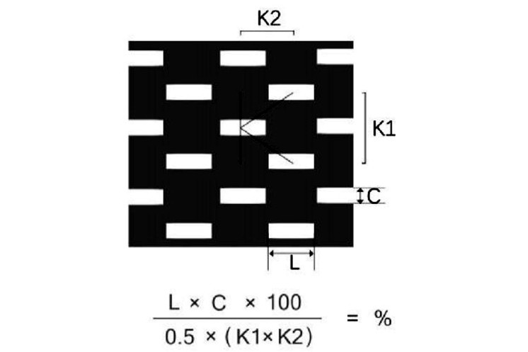 长方孔k型错排开孔率计算